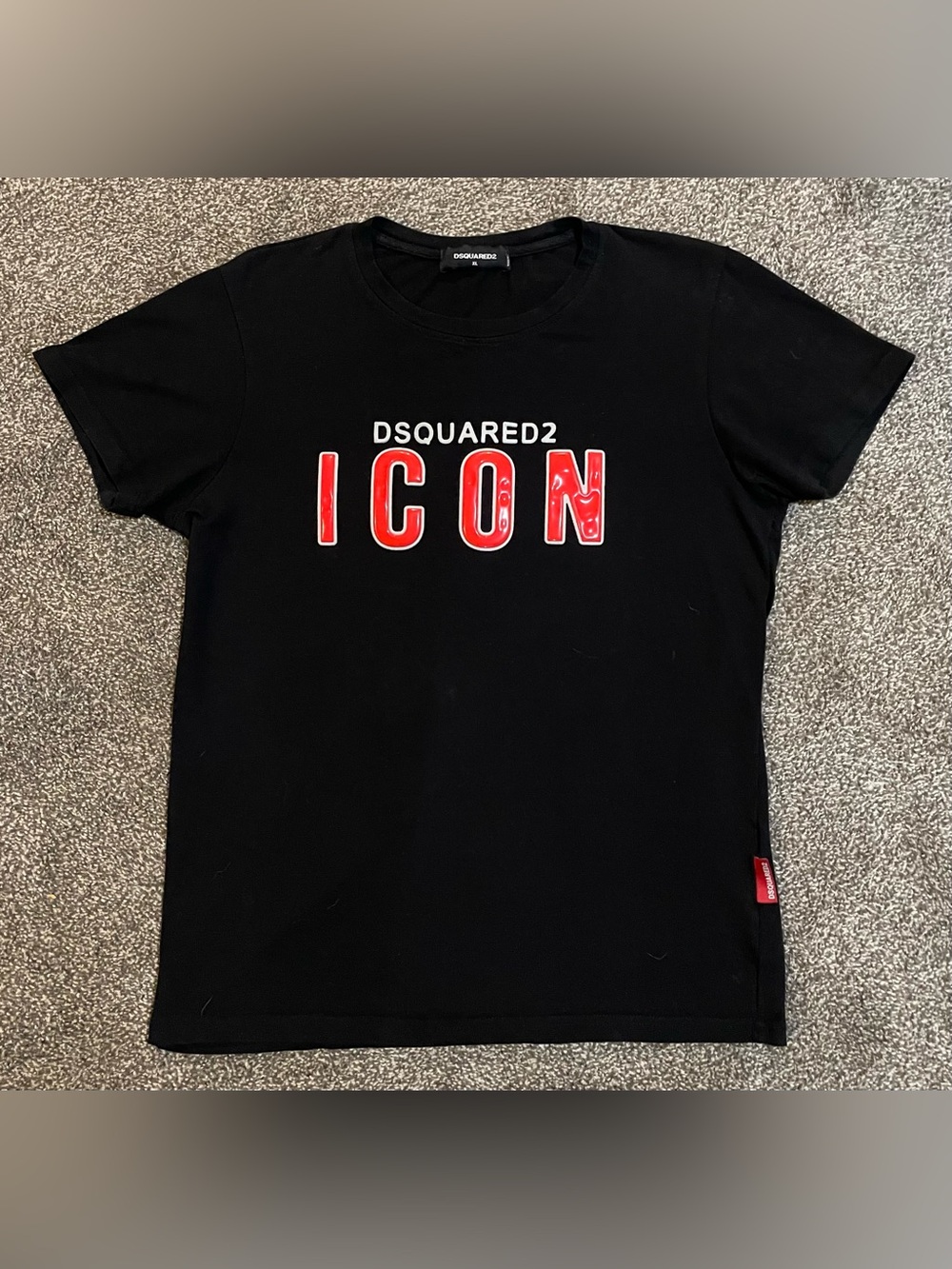 DSQUARED2 Black Tee with Red ‘Icon’ Logo Tag